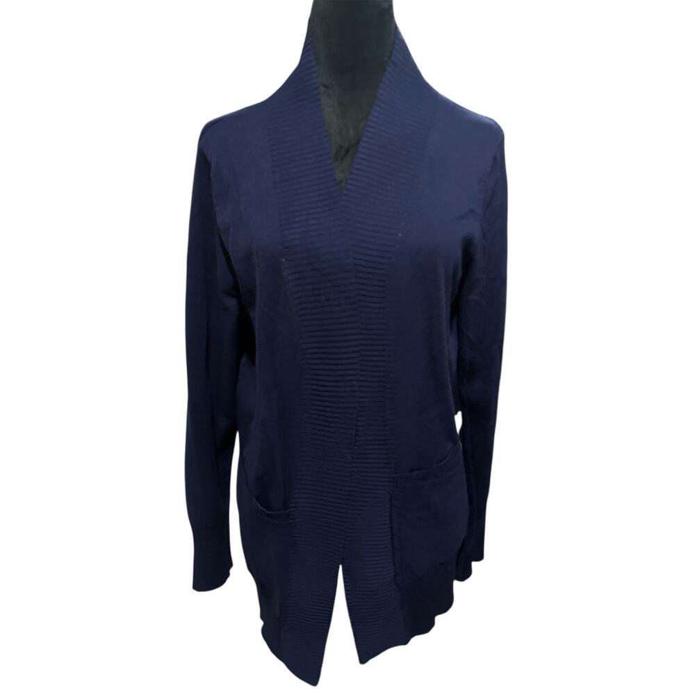 AAMILIFE Navy Blue Open-Front Cardigan Sweater – Size Large – Preowned